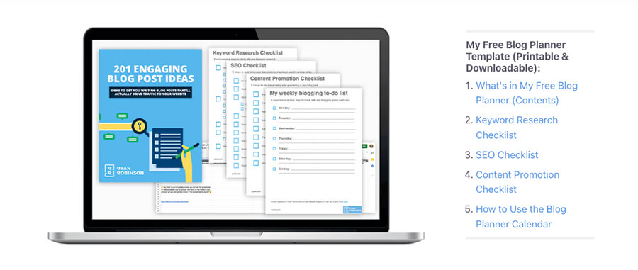 Examples of Types of Content in Resource Lists (Screenshot of ryrob Resource Bundle)