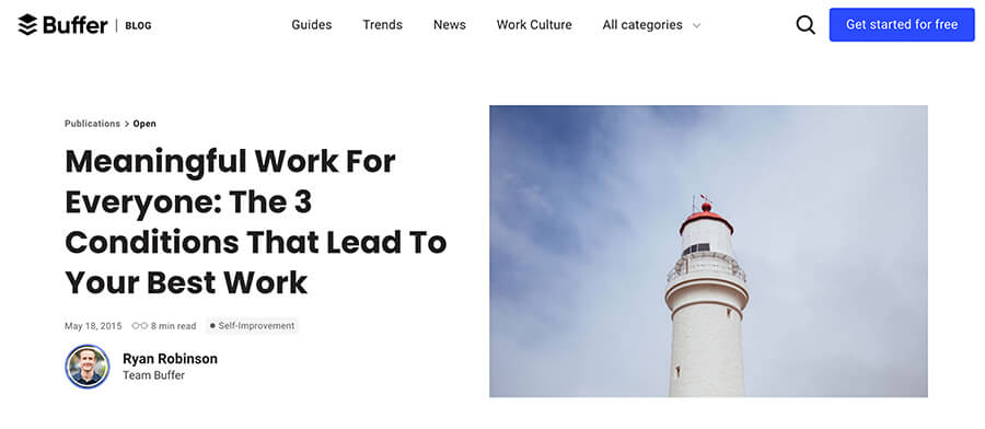 Guest Blogging Content Example (Screenshot of Guest Post by Ryan Robinson for Buffer)