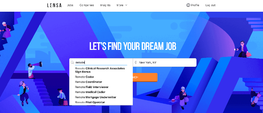 Lensa Remote Job Sites Listing (Screenshot)