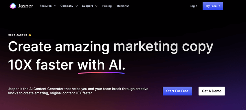 Jasper AI Content Writing Tool for Bloggers (Screenshot)