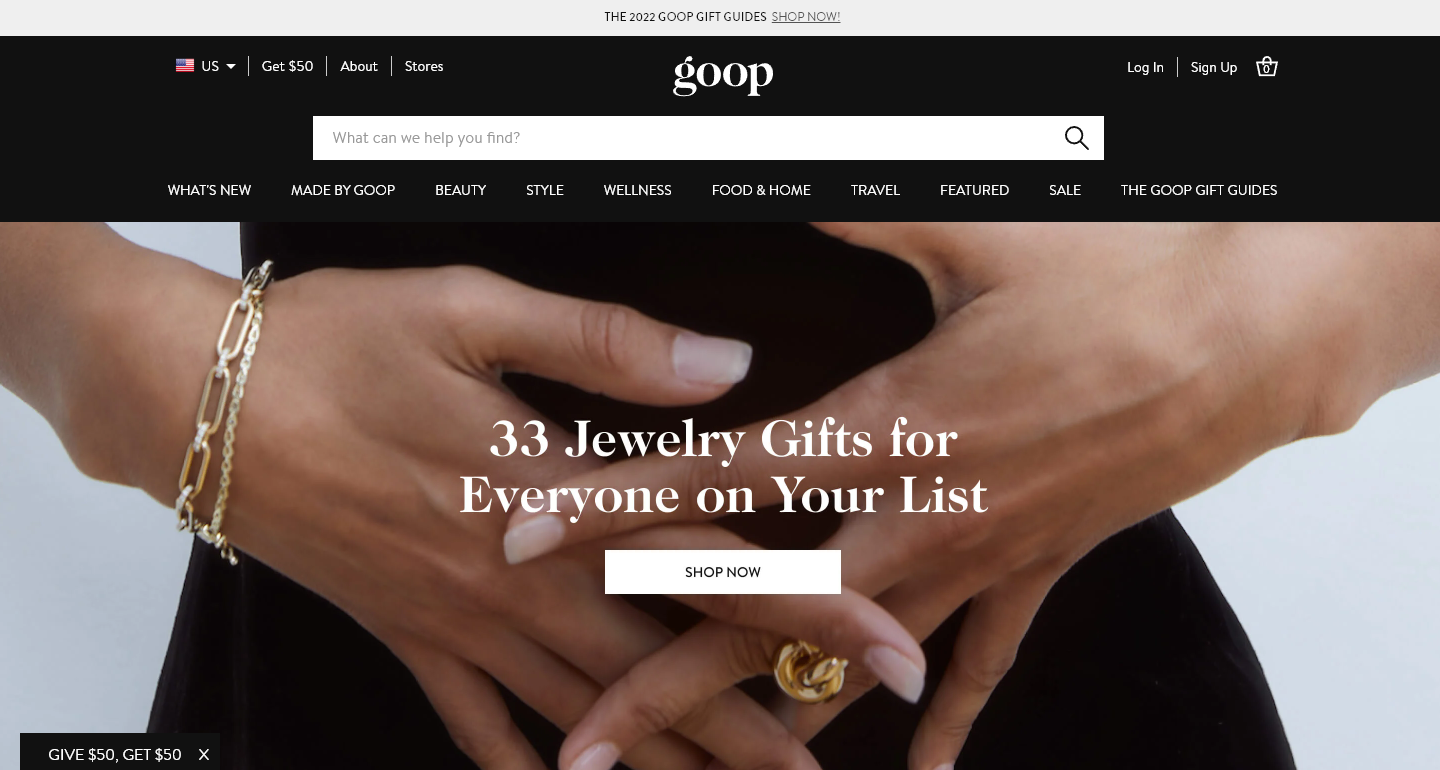 Goop Lifestyle Blog Example (Screenshot)