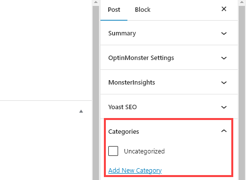 Categories and Tags Settings in WordPress (Screenshot)