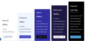 Brizy wordpress pricing plans
