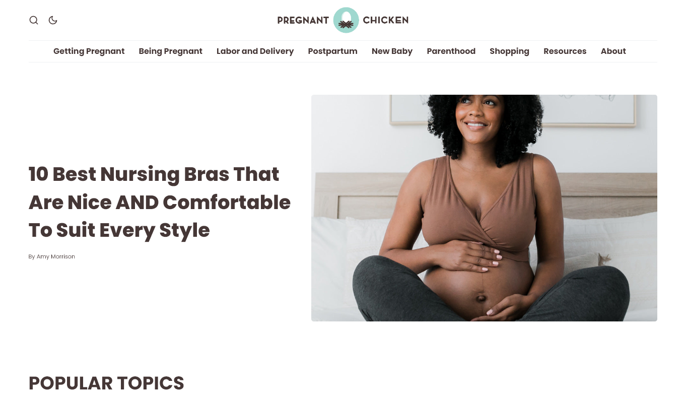 Pregnant Chicken Mom Blog (Screenshot and Example for Ideas)