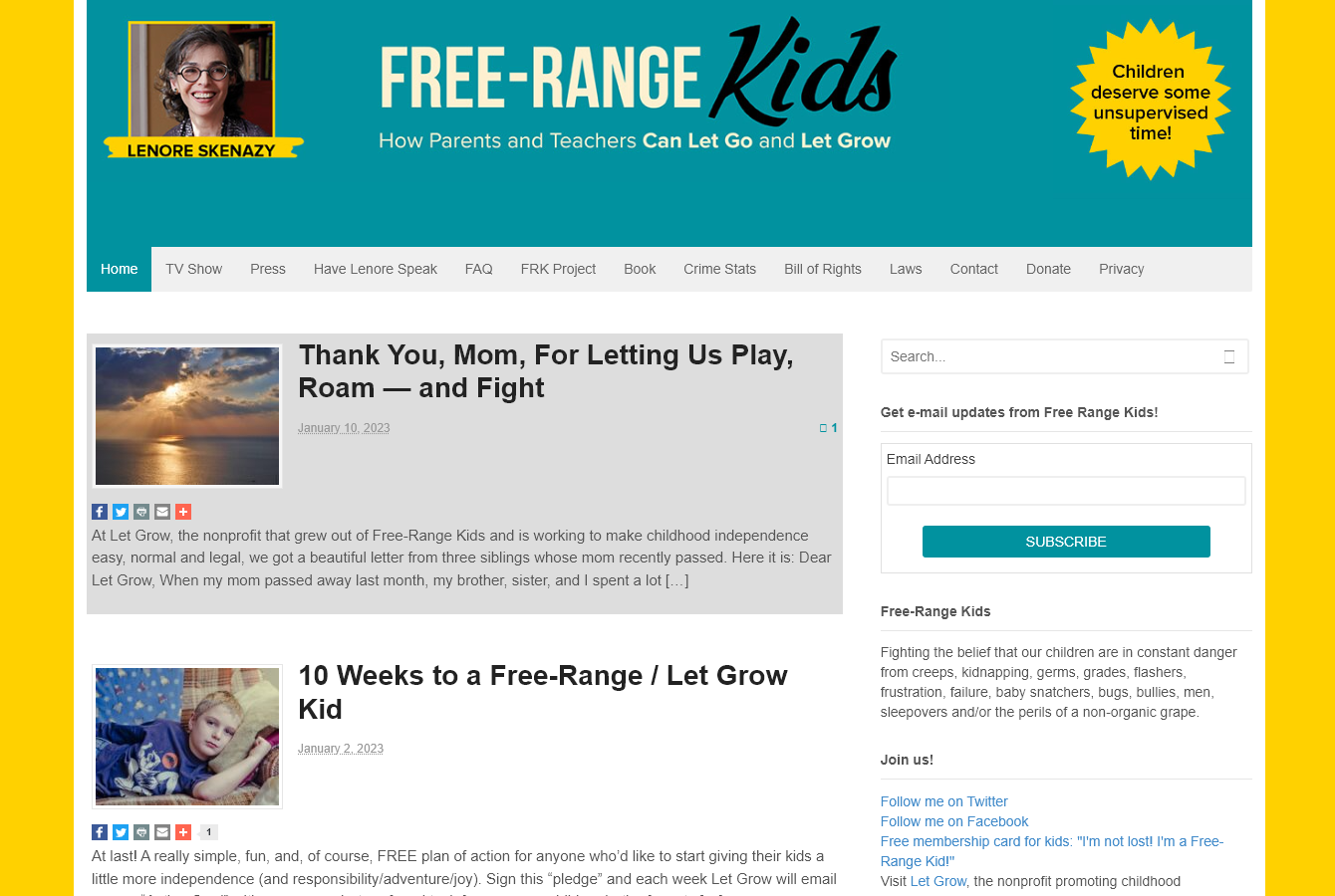 Free-Range Kids Example of a Mom Blogger