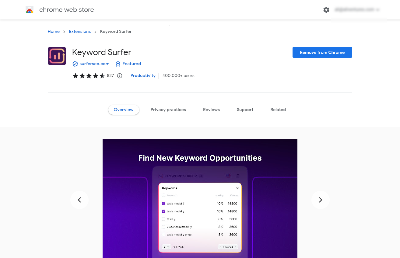 Keyword Surfer (Free SEO Tools) Chrome Extension Screenshot