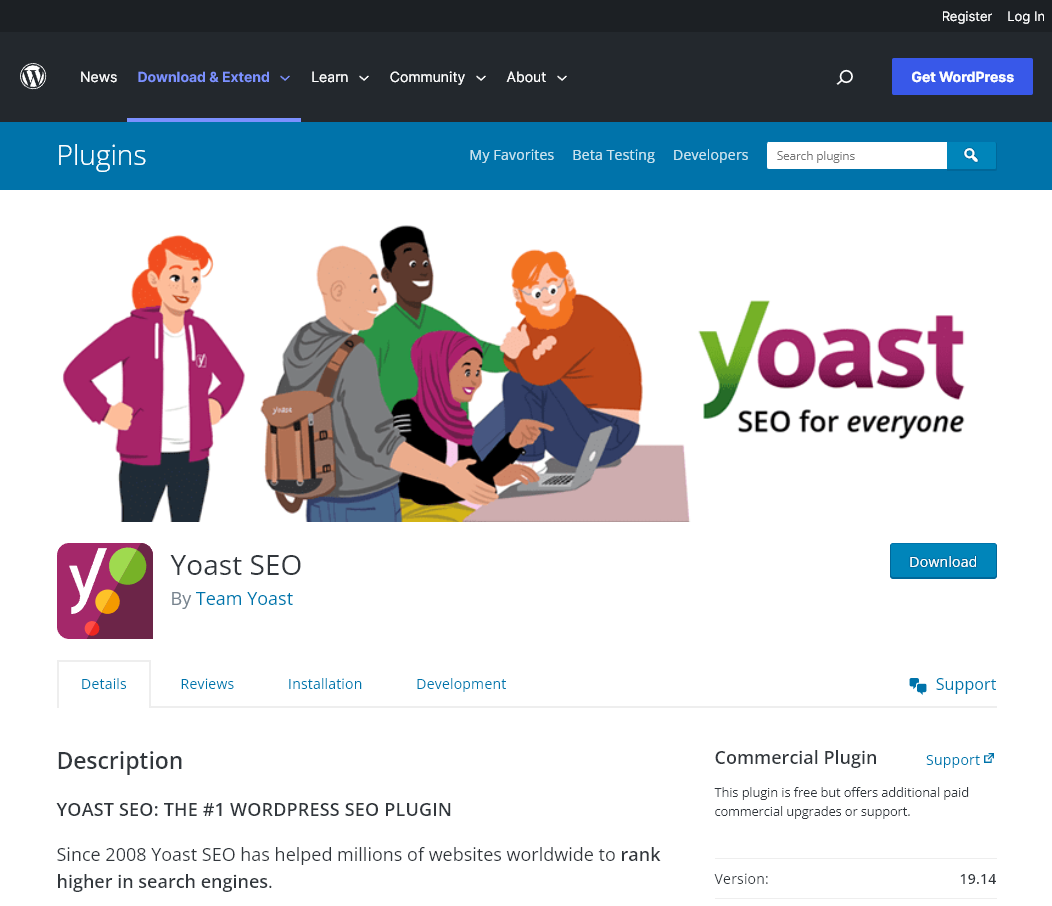 Yoast SEO Free WordPress Plugin (Screenshot)