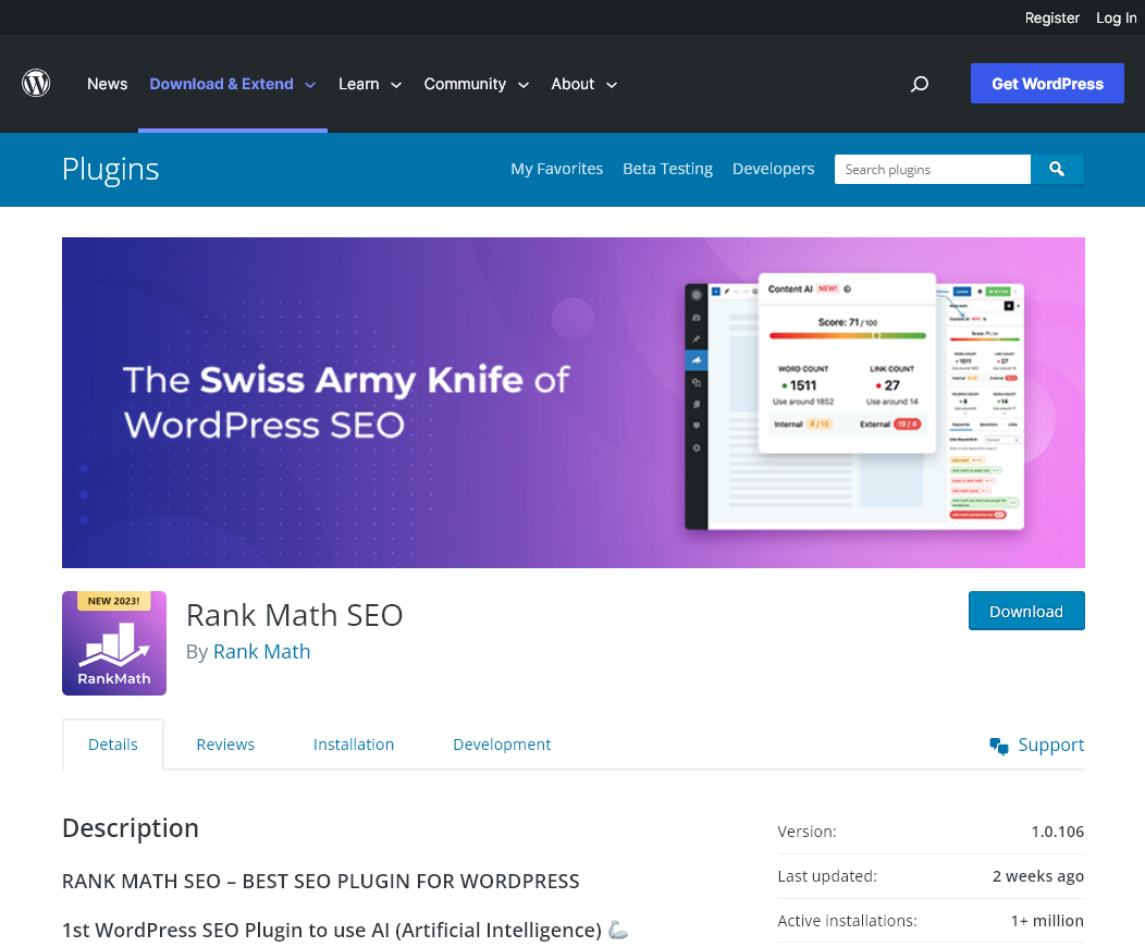 Rank Math SEO Plugin for WordPress (Free) Screenshot