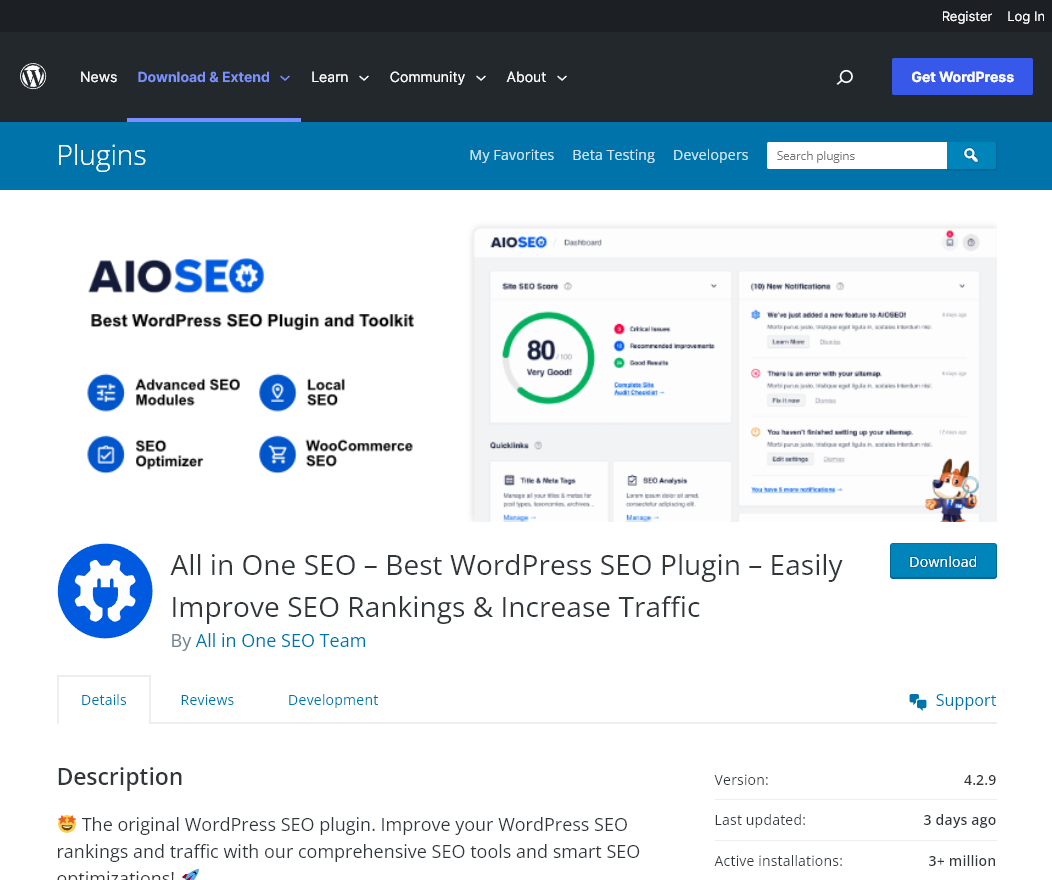 All in One SEO (AIO SEO) Free SEO Plugin for WordPress Screenshot