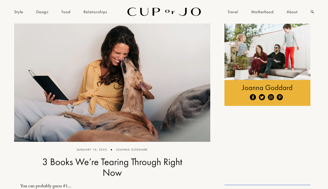 Cup of Jo Example of Mom Blogging and Influencer Joanna