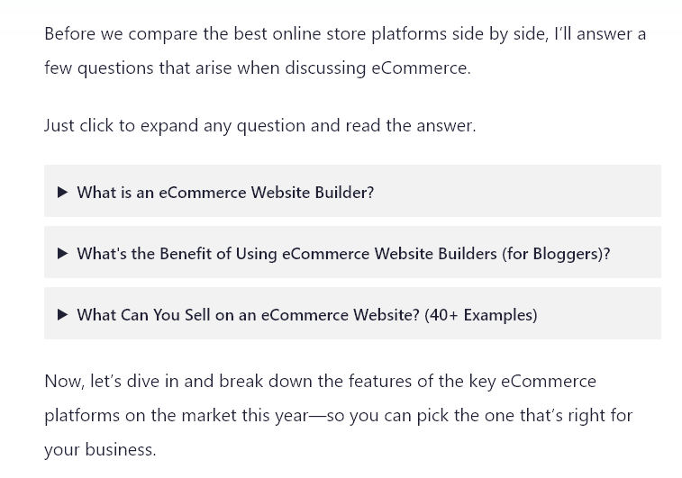 Blog Post Formatting Examples of Collapsible Text Widgets