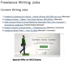 Best Blogging Jobs Sites - Freelance Writing Gigs Screenshot of Current Opennings