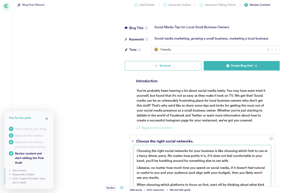 Copy.ai AI Copywriting Tool for Bloggers (Screenshot)