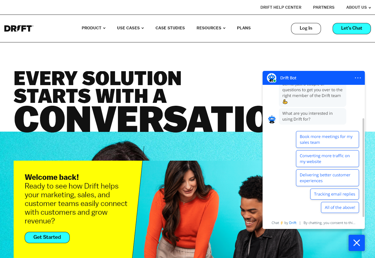 Drift Conversational AI Tools for Sales and Customer Service (Screenshot)