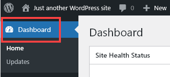 Dashboard Button in WordPress (Image)