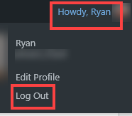 How to Log Out of WordPress (Screenshot)