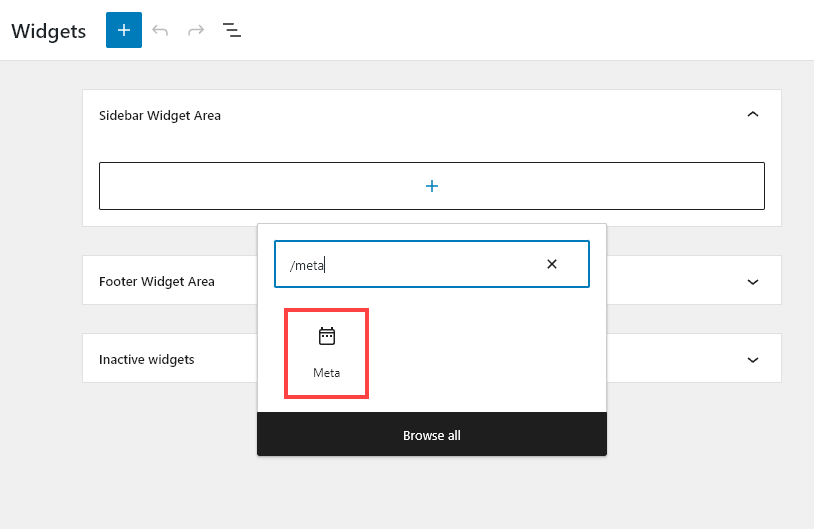 Meta Settings in Widgets for Your Blog Admin Links