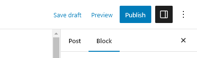 The Publish button in the WordPress block editor