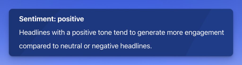 Free Headline Analyzer Sentiment Analysis (Screen Shot)