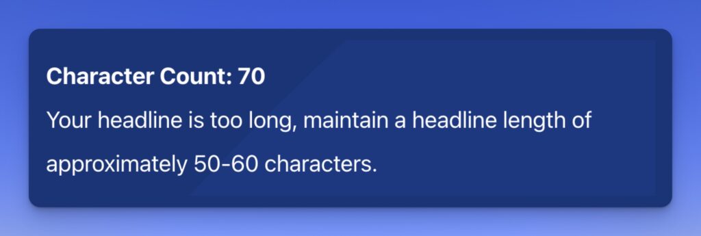 Headline Analyzer Character Count (Screen Shot)