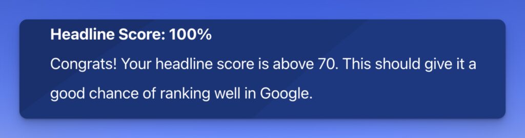 Headline Score Example (Analyzer Tool)