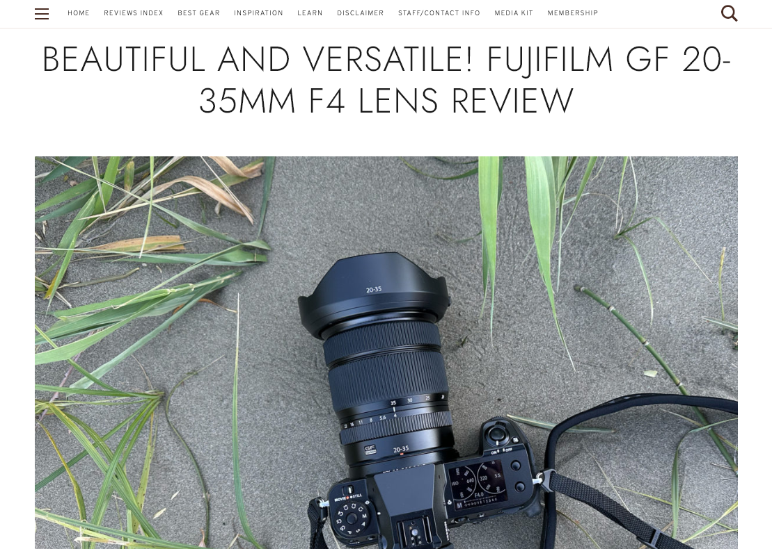 Screenshot of a blog post example from The Phoblographer (Beautiful and Versatile! Fujifilm GF 20-35MM F4 Lens Review)