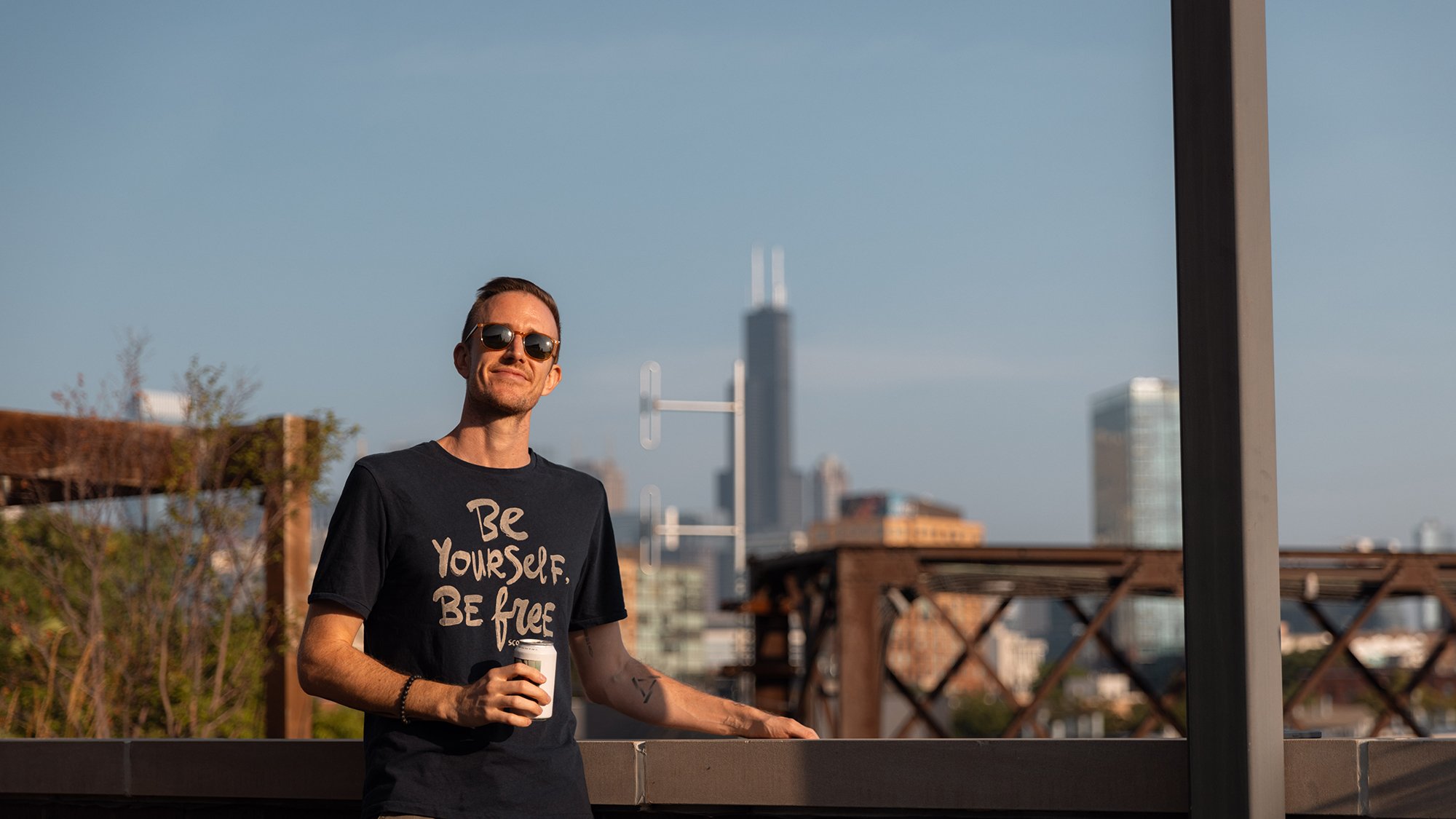 Ryan Robinson Blogger Rooftop in Chicago (Stock Photo)