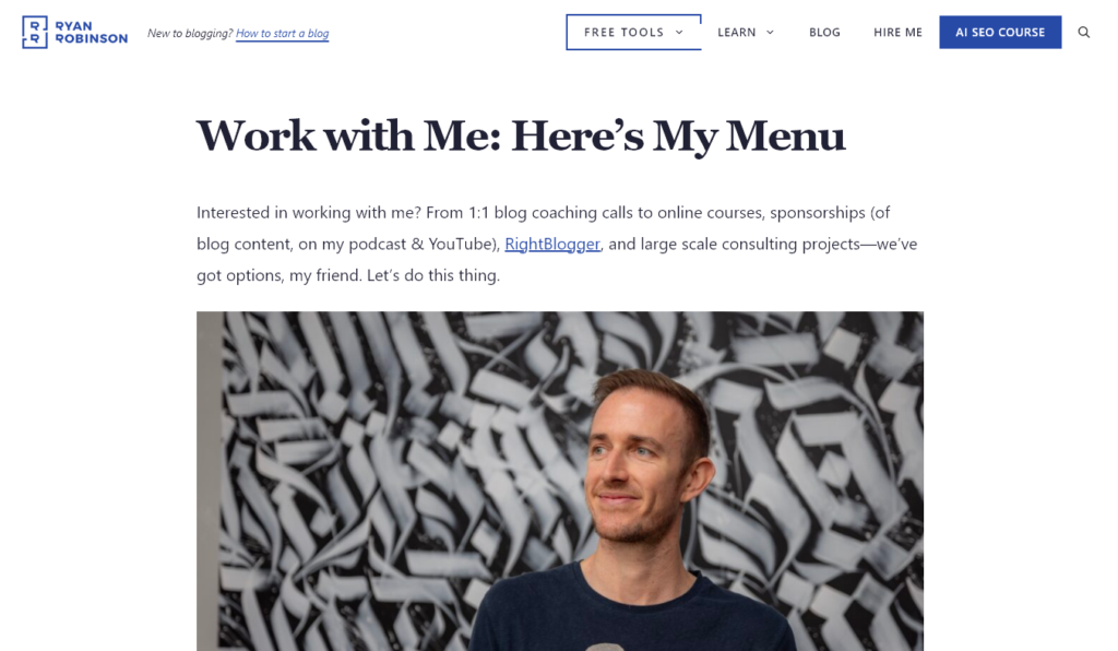 Ryan's Contact page (another important page for your blog)