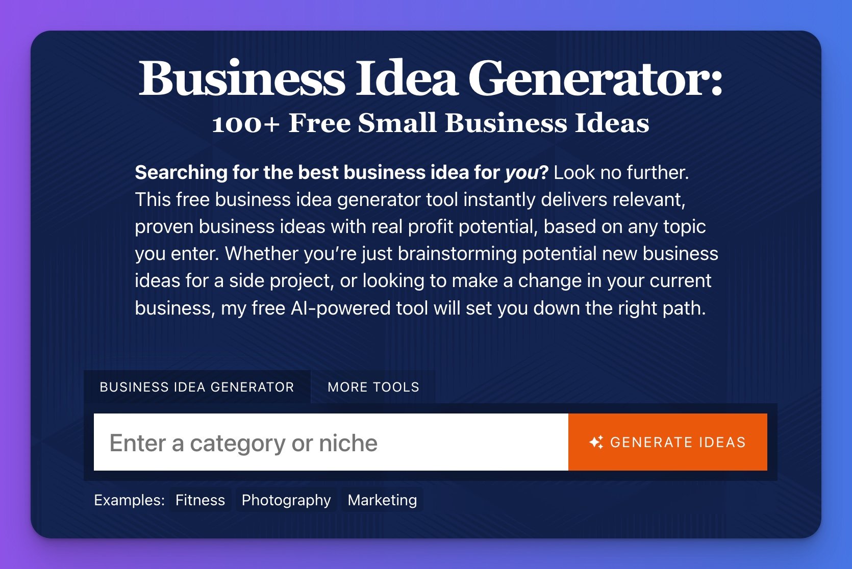 Business Idea Generator (Free AI Tool) by Ryan Robinson ryrob