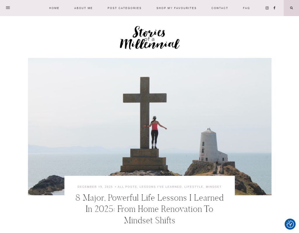 Lessons Learned blog post example from Stories of a Millennial blog.