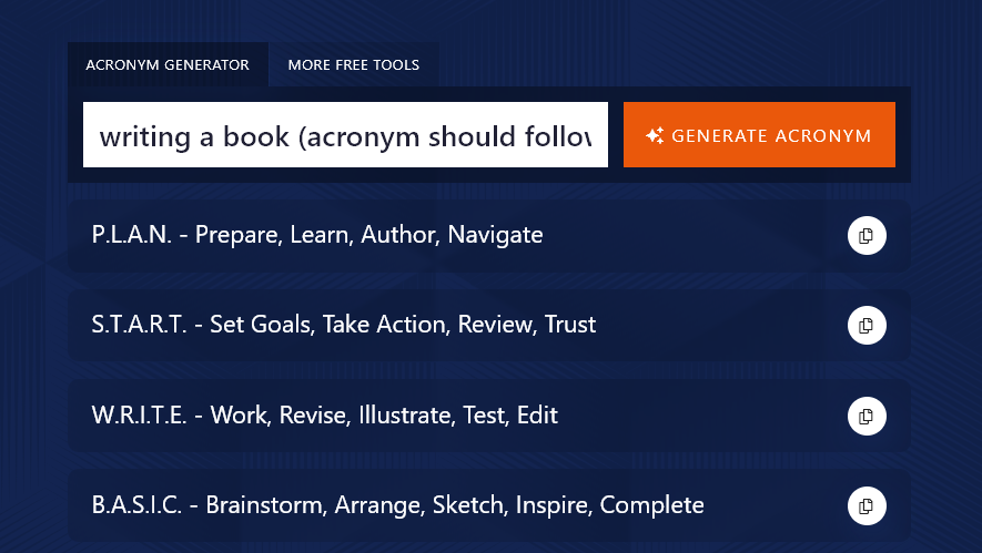 Using a Topic That Asks For a Step by Step Process From the Acronym Generator
