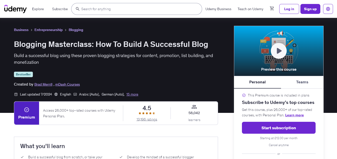 Course Blog Posts 27 Best Blogging Courses in 2026 (Free & Paid): SEO for Bloggers