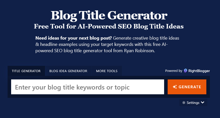 The AI blog title generator tool (free RyRob tool).