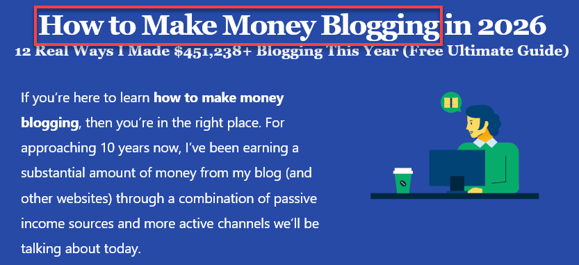 Headline with the keyword at the start (How to Make Money Blogging)