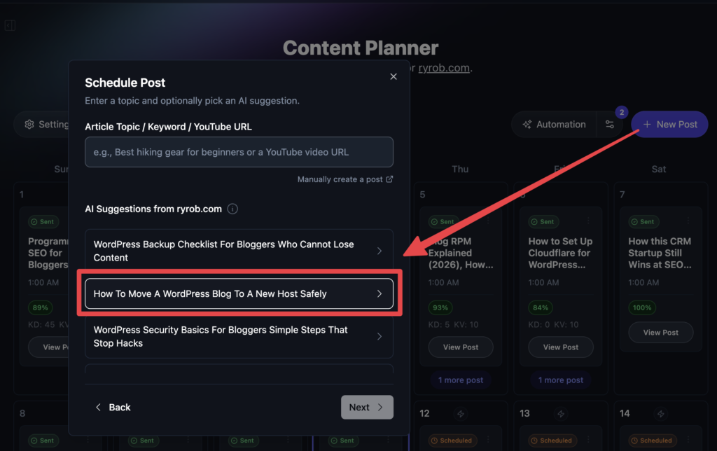 Adding New Automated Blog Posts to Schedule