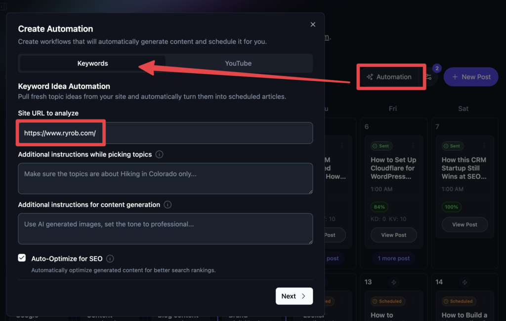 Keyword Automations for Blogs Using RightBlogger