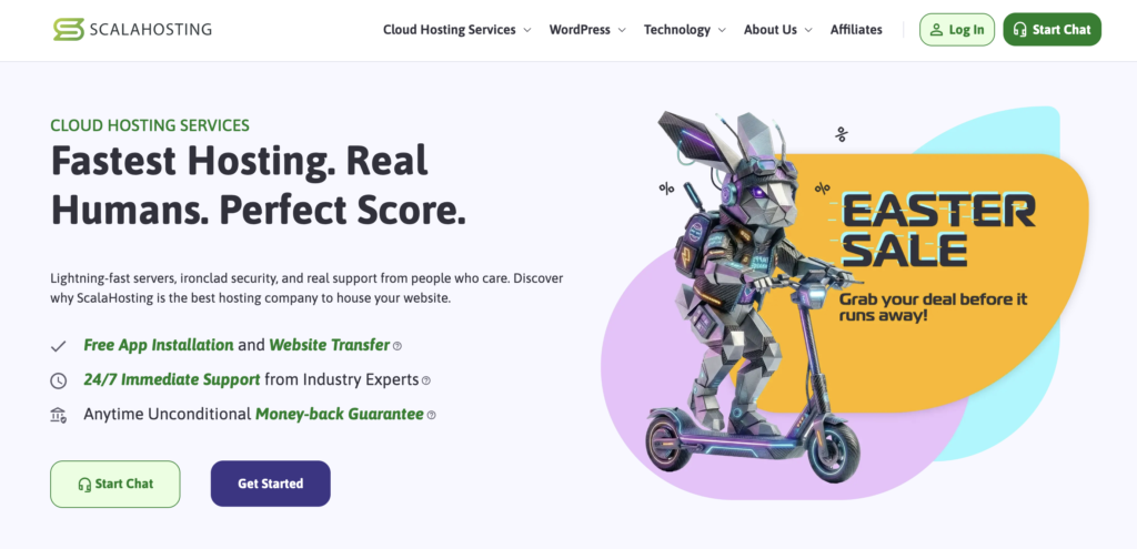 ScalaHosting Homepage Screen Shot (Fast Web Hosting)
