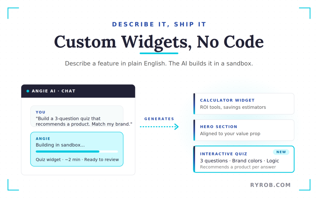 AI generating custom website widgets from a simple text prompt.