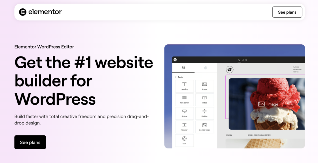 Elementor WordPress Theme and Website Builder with AI (Homepage)