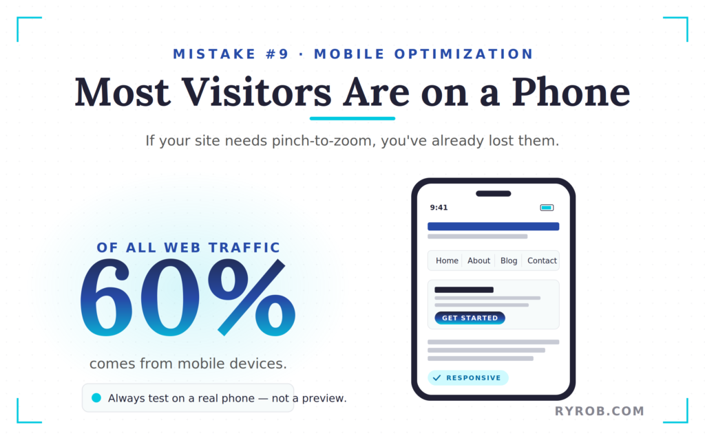 Mobile traffic stats showing 60 percent of users browsing on phones.