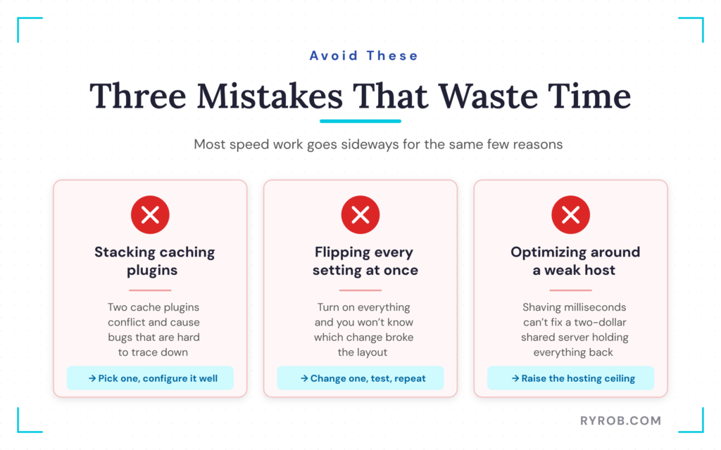 Three common WordPress speed optimization mistakes to avoid.