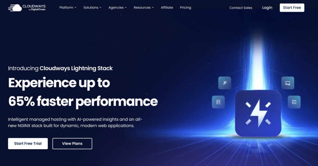 Cloudways homepage.