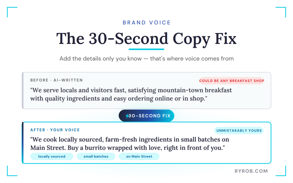 Generic AI copy rewritten in brand voice