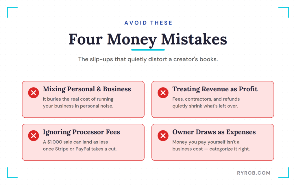 Four common creator money bookkeeping mistakes