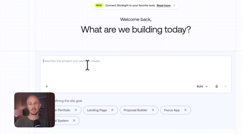 Ryan Robinson building custom tools with Sticklight (screengrab)