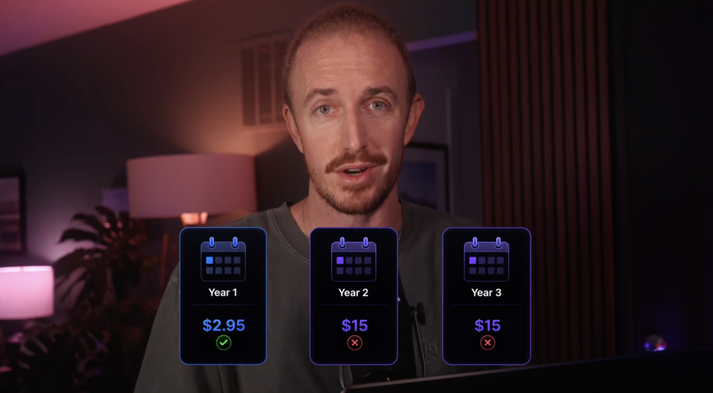 Ryan Robinson reminding about the shared hosting renewal price