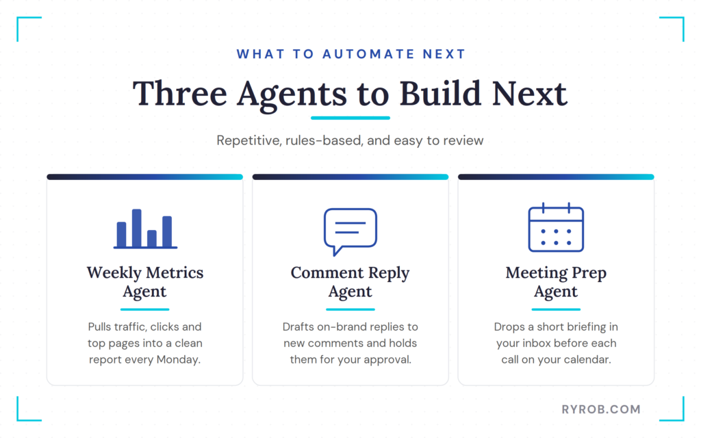 Three AI agents to build next