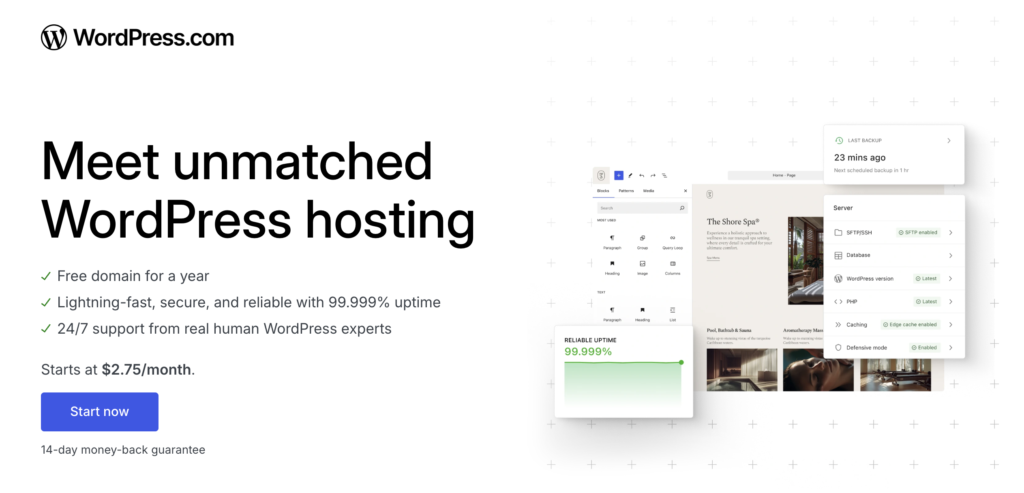 WordPress hosting (homepage)
