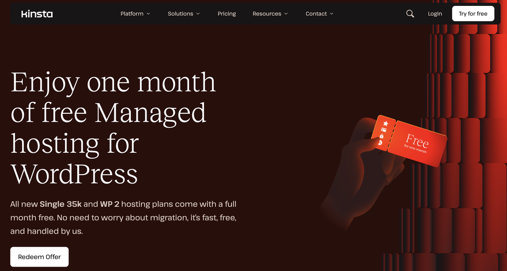 Kinsta website hosting (screenshot)