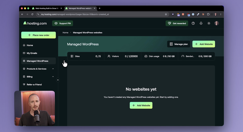 Ryan Robinson using hosting.com